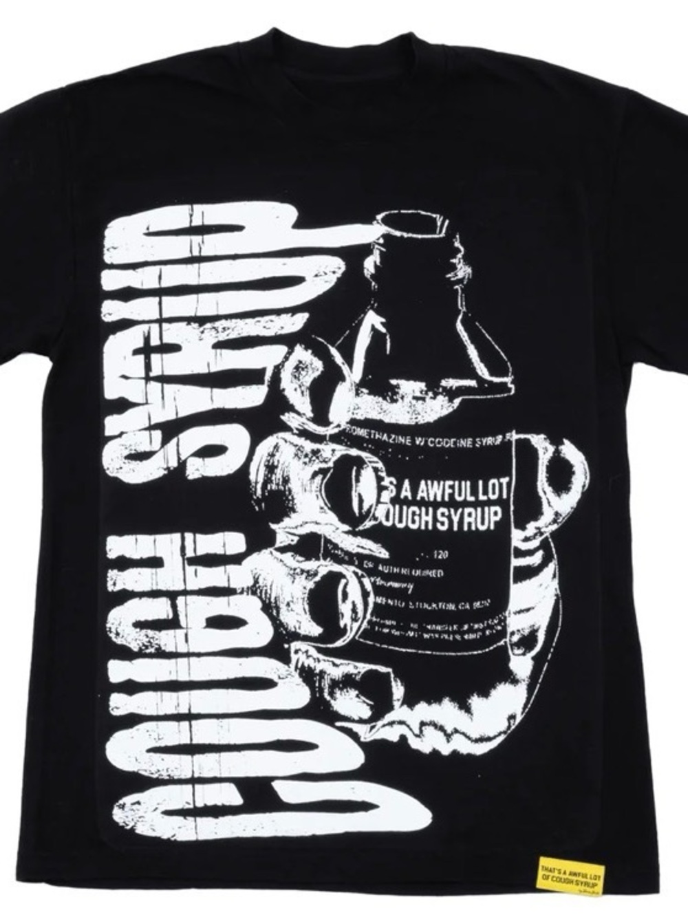 That's an awful lot of cough syrup warning label shirt - Signed by Desto Dubb